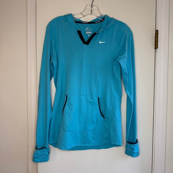 Nike Tops - Nike Running Dri-FIT Hoodie Long Sleeve Top Thumb Holes Blue Size S